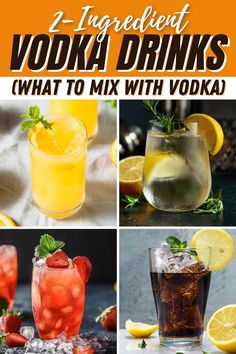 two ingredient vodka drinks with lemons and strawberries