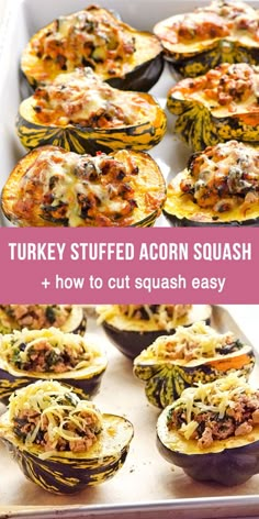 stuffed acorn squash recipe with text overlay