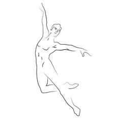 a black and white drawing of a man jumping in the air with his arms outstretched