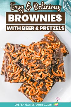 easy and delicious brownies with beer pretzels