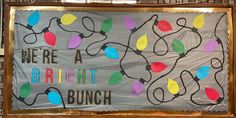 a bulletin board with lights on it and words that say, we're a bright brunch