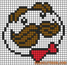 a cross stitch pattern with an image of a dog's head and tongue on it