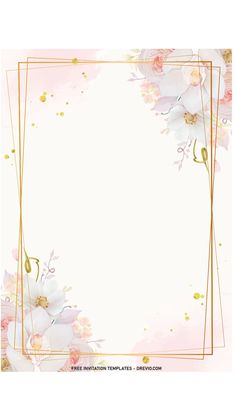 a pink and gold frame with flowers on it