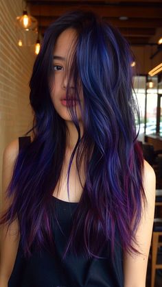 Purple Black Hair, Long Purple Hair, Ginger Braids, Blue Purple Hair, Hidden Hair Color, Free Hairstyle, Light Purple Hair