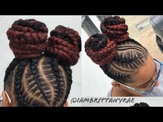 Feed In Braids Into High Bun, Two Bun Braids, Feed In Braids Ponytail Bun, Feed In Braid Bun, Braids Into Two Buns, Braided Back Bun, Braid Into Bun Hairstyles, Workout Braids