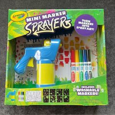 This Is New In Box. Description From Web: Mini Marker Sprayer: Features 1 Mini Marker Sprayer Unit, 5 Crayola Washable Markers, 8 Stencil Sheets, And 12 Coloring Pages. Note: Not Intended For Use With Neon Markers. Air Marker Sprayer: Blast Color To Create Fun Spray Art Creations, Perfect For Display. Designed For Kids: A Comfortable Size For Small Hands With A Kid-Powered Pump, And No Batteries Required! Washable Markers: Works With Full-Size Or Pip Squeaks Washable Crayola Markers, Allowing Ki Neon Markers, Crayola Markers, Crayon Holder, Mini Marker, Crayola Crayons, Washable Markers, Sidewalk Chalk, Birthday Gifts For Boys, Small Hands