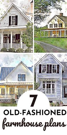 the 7 old fashioned farmhouse house plans that are easy to draw and paint with watercolors