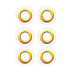 six yellow circles are arranged in the shape of an o - ring on a white background