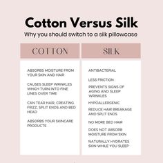 Cotton Versus Silk Pillowcase Silk Pillowcase Diy, Silk Pillow Case Benefits, Satin Pillowcase Benefits Of, Silk Pillow Case Pattern, Silk Pillowcase Benefits, Cream Silk Pillowcase, Sleep Essentials, Best Silk Pillowcase, Silk Pillowcase Hair