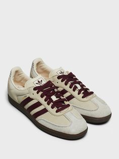 Adidas - Women's Samba OG Sneakers in Cream and Burgundy – Stoy Samba Burgundy, Fall Shoes Women, Shoes For Women Sneakers, Burgundy Sneakers, Shoe Wishlist, Adidas Shoes Women