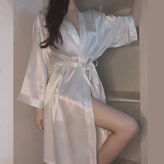 Korean Sleepwear Hot, Women Nightwear Dresses, Robes Women, Night Wear Dress, Simple Street Style, Pijamas Women, Nightwear Dress, Loose Fashion