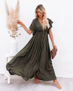 F00150585-300 Long Beach Wear, Plus Size Beach Wear, Chique Outfit, Holiday Dresses Women, A Line Maxi Dress, Long White Dress, Beach Maxi Dress, Dress Shirt Sleeves