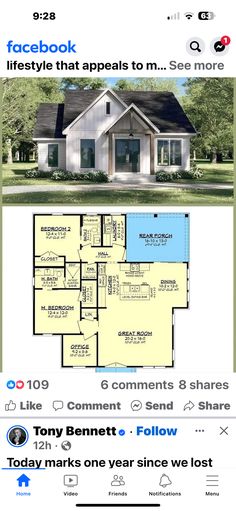 two story house plans with an open floor plan for the front and back of the house