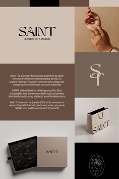 the brand identity and logo design for saint jewelry on a mission, which has been designed by