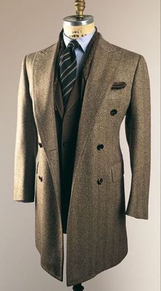 Winter ready Long Tweed Coat, Cesare Attolini, Gq Style, Tweed Coat, Sharp Dressed Man, Well Dressed Men, Gentleman Style, Suit Fashion, Fashion Mode