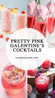 pretty pink valentine's cocktails with text overlay