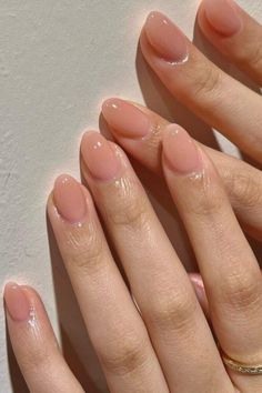 Small Hand Nails, Short Almond Nails Natural Color, Nude Nails Gel Short, Short Round Oval Nails, Short Acrylic Round Nails, Nude Neutral Nails, Short Round Manicure, How To Round Nails, Neutral Peach Nails