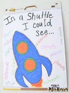 a poster with the words in a shuttle i could see written on it and an image of a rocket ship