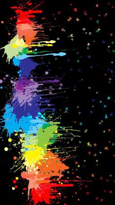 colorful paint splattered on a black background