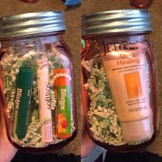 two jars filled with different types of items