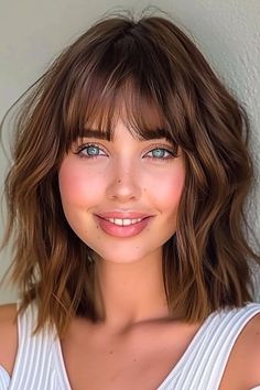 35 Stunning Medium-Length Hairstyles with Bangs - The Hairstyle Edit Undone Bob With Bangs, Medium Length Hair Styles With Bangs, A Line Bob Medium, Medium Length Bob With Bangs, Shoulder Length Bob With Bangs, Medium Length Haircuts With Bangs, Bob And Bangs, Pretty Haircuts, Medium Hairstyles With Bangs