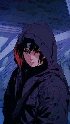 an anime character wearing a hoodie and looking off into the distance with his eyes closed