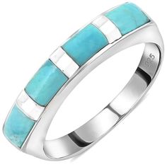 PRICES MAY VARY. Turquoise Jewelry for Women - The western ring for women from the Santa Fe Collection, these women' band rings are crafted with genuine turquoise. With a simple yet timeless band design. The unique placement and cut of the turquoise gemstones make these turquoise rings for women truly stand out, adding a touch of personality and flair to any outfit. Whether dressed up or down, this turquoise band ring is the perfect finishing touch to any look. 925 Sterling Silver Ring - This tu Western Ring, Turquoise Jewelry Western, Western Rings, Boho Turquoise, Santa Fe Style, Purple Rings, Turquoise Boho, Band Design, Western Jewelry