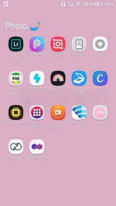 the icons are displayed on this pink phone screen, and it's all different colors