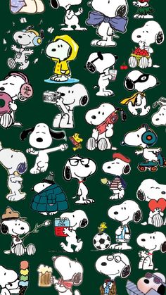 snoopy stickers are all over the place for someone to take their picture together