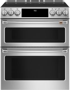 two ovens side by side, one with the same burner and one without