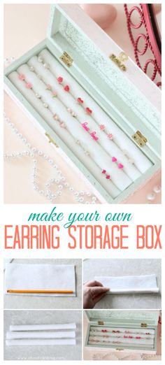 make your own earring storage box with instructions and pictures to use it for jewelry