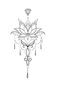 a black and white drawing of a chandelier with diamonds on the top, surrounded by drops of water