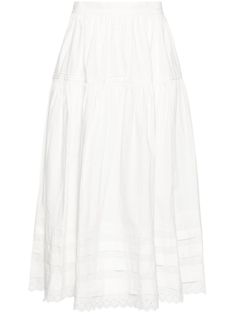 DÔEN Sebastiane A-line Skirt - Farfetch Skirt High Waist, Scallop Hem, Versace Outfit, Yoko London, City Dress, Skirt White, White Skirt, Tier Skirt, Tiered Skirt