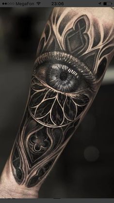 a man's arm with an all seeing eye tattoo on it