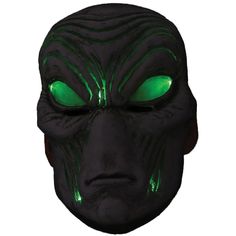 Scare any earthling away with this light up Gray Alien mask with eerie, glowing green eyes! The Vacuform PVC Face Mask has a smooth black lining that feels gentle against the skin. A soft foam square at the forehead provides a comfortable fit. Care Instructions: Hand wash cold water with mild soap. For best results hang or lay flat to dry. Glowing Green Eyes, Alien Mask, Gray Alien, Light Mask, Grey Alien, Alien Costume, Hockey Mask, Alien Abduction, Halloween Express