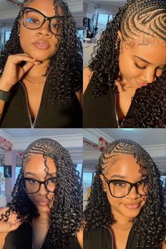 #fulani Sew In With Feed In Braids, Summer Fulani Braids, Fulani Braids Styles Ideas, Short Fulani Twist, Fulani Braids Ideas, Short Lemonade Fulani Braids, Alicia Keys Lemonade Fulani Braids, Fulani Invisible Locs, Fulani Braids Bob With Curls