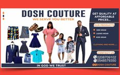 an ad for the clothing store with people in front of it and text that reads,'doh couture we serve you better '