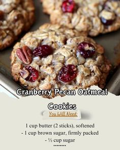 Facebook Cranberry Pecan Oatmeal Cookies Recipe, Oatmeal Cranberry Pecan Cookies, Cranberry Pecan Oatmeal Cookies, Cranberry Pecan Cookies, Pecan Oatmeal Cookies, Pecan Oatmeal, Cranberry Oatmeal Cookies, Farm Cooking, Ree Drummond Recipes