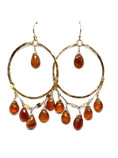 Burnt Orange Garnet Chandelier Hoop Earrings | Avery Blake Jewelry Chandelier Earrings Diy, Framed Jewelry, Mixed Metal Jewelry, Orange Earrings, Earrings Diy, Design Jewelry, Garnet Gemstone, Diy Earrings, Chandelier Earrings