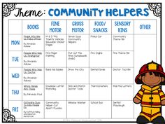 a firefighter's community helper chart with the words and numbers on it