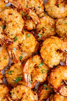 cooked shrimp with parsley on the side