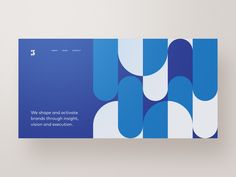 a blue and white brochure with the words we shop and activate brands through highlights