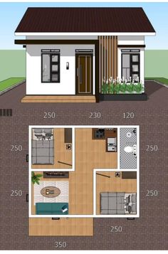 the floor plan for a small house with two rooms and one living room in it