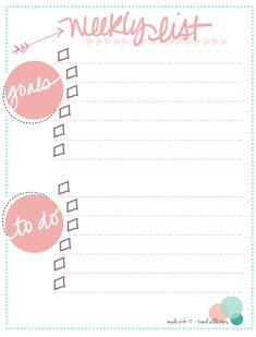 a pink and blue printable to do list