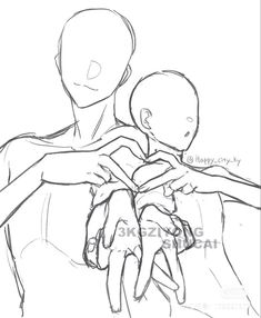 a drawing of a man holding a baby in his arms, with the caption's name below it