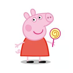 peppa pig holding a lollipop in her hand