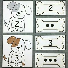 printable dog number cards for kids to practice counting the numbers in their own hands