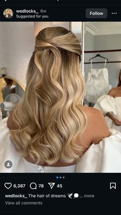 Bridal Half Up Half Down, Hairstyles Blonde, Bridal Hair Inspiration, Graduation Hairstyles, Spring Wedding Inspiration, Blonde Hair Inspiration