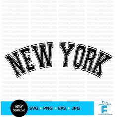 the new york logo is shown in black and white