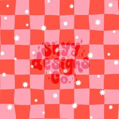 red and white checkered pattern with stars in the center that says start designs co